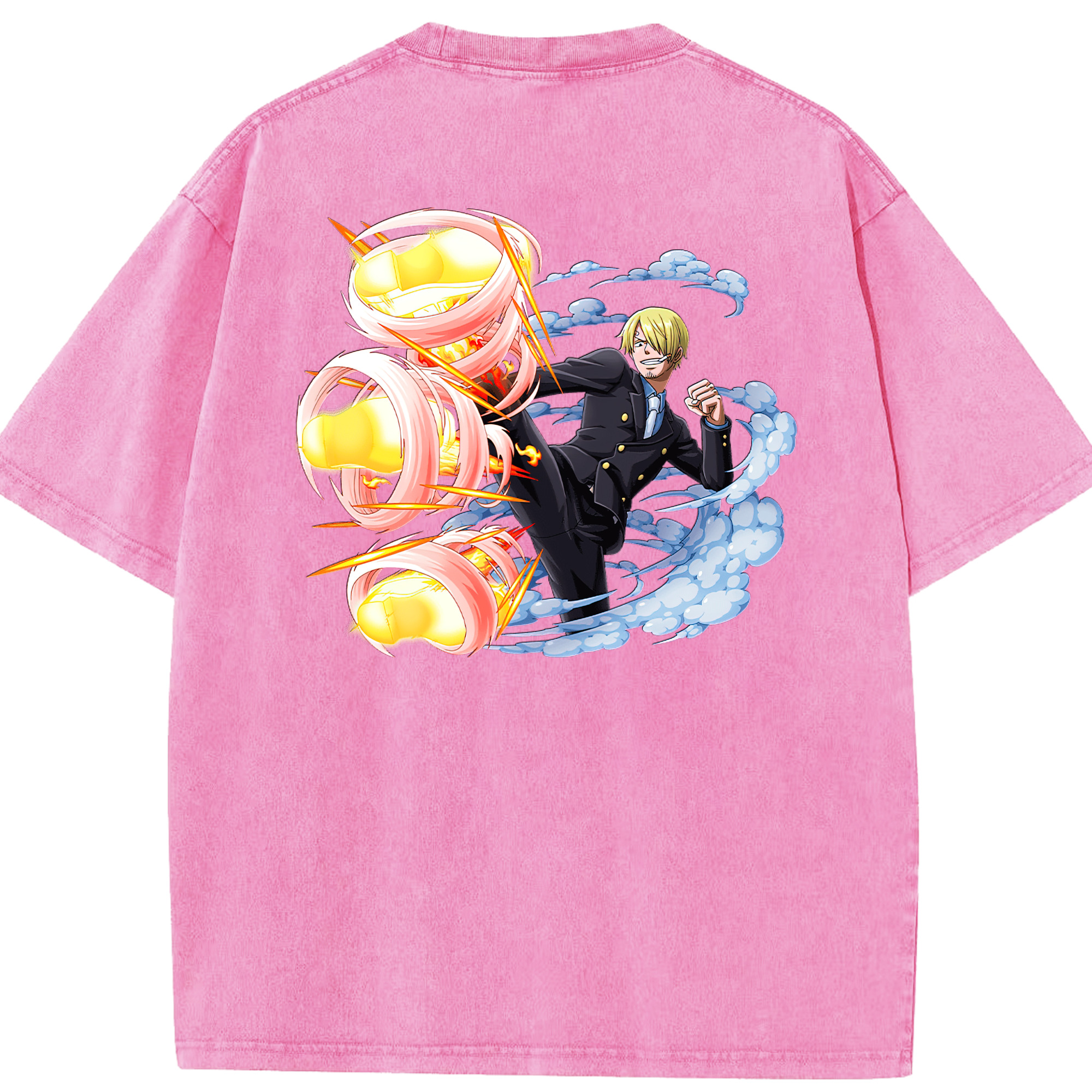 ワンピース サンジ ONE PIECE Sanji 綿100% ヴィンテージ風 半袖Tシャツ（背面プリント）